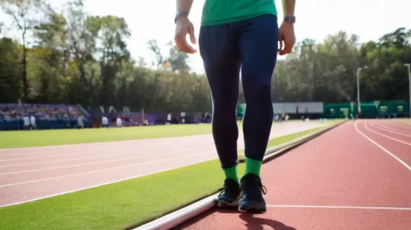 Un joven atleta llamado Verde Triunfar está corriendo en una pista