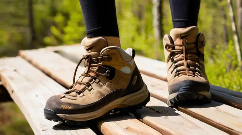 La fotografía muestra dos botas de senderismo Nike WMNS Juniper Trail 2 GTX sobre un suelo de madera